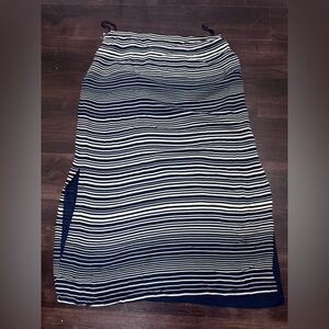 Rena Rowan Navy and White 100% Silk Maxi Skirt with slit